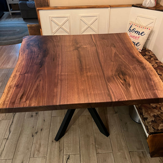 Square Live Edge Walnut Dining Table