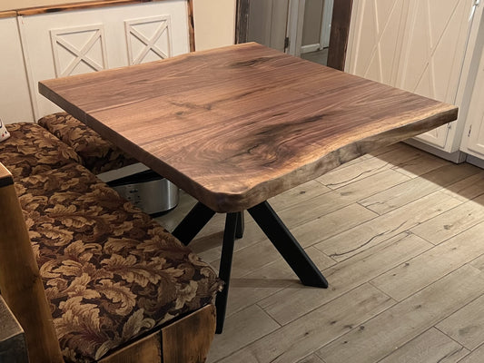 Square Live Edge Walnut Dining Table